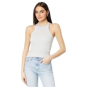Madewell The Signature Shimmer Knit Cutaway Sweater Tank in Silver